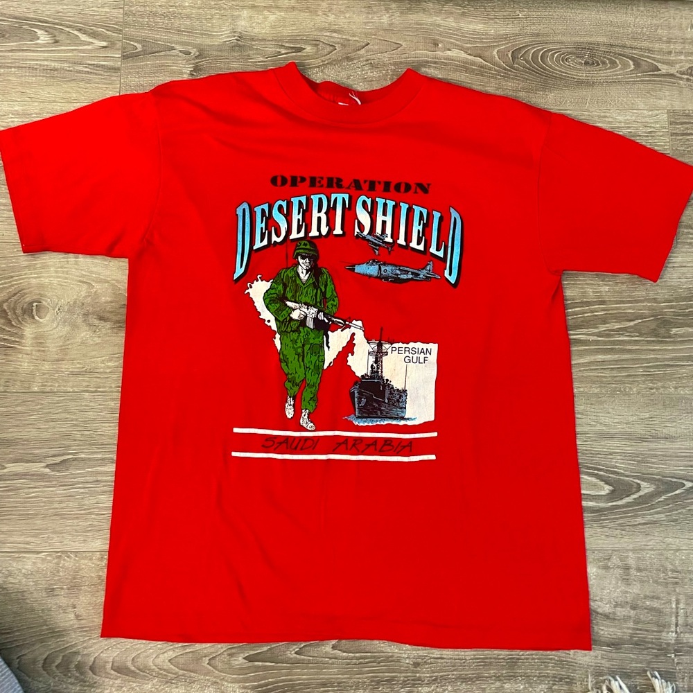 Vintage 90s Operation Desert Shield T Shirt - Size L